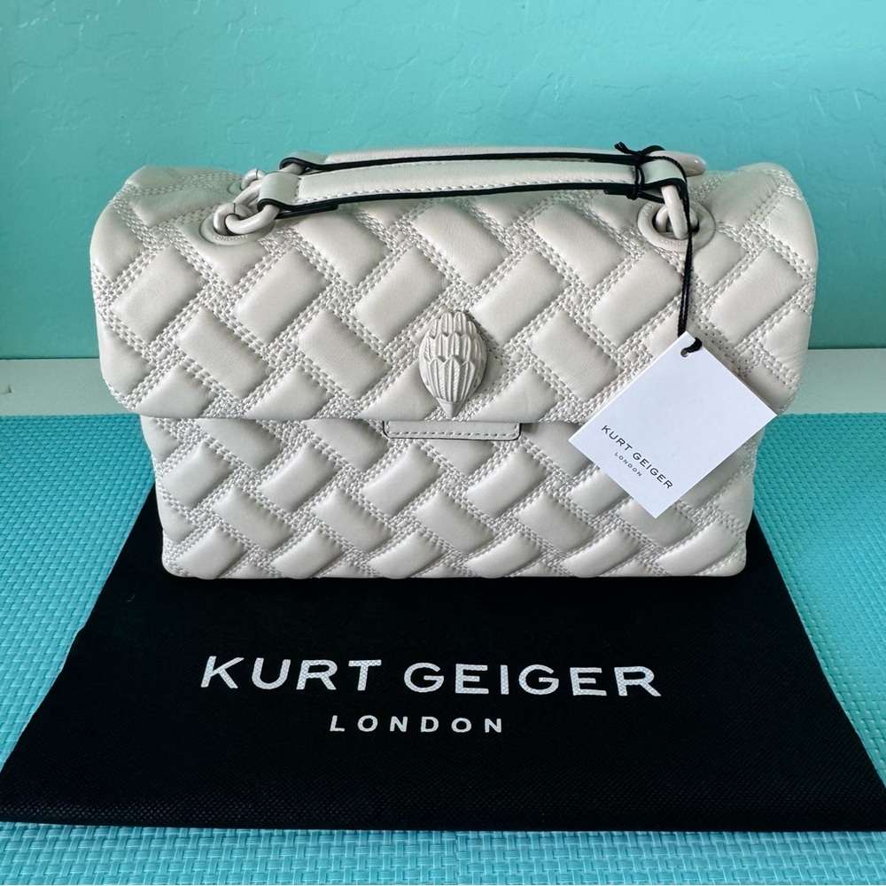 Kurt Geiger Kensington Drench Leather Convertible Shoulder Bag Ivory/ Cream